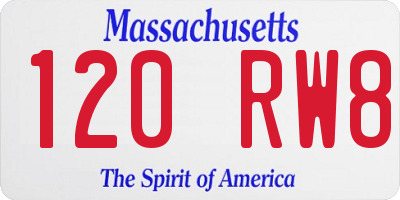 MA license plate 120RW8