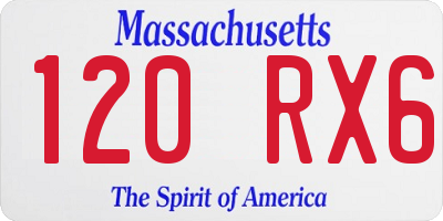 MA license plate 120RX6