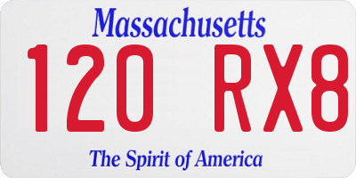 MA license plate 120RX8