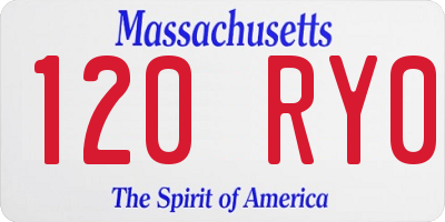 MA license plate 120RY0