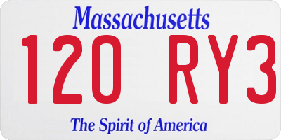 MA license plate 120RY3