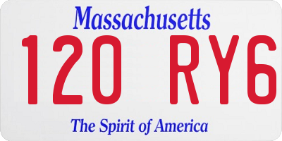 MA license plate 120RY6