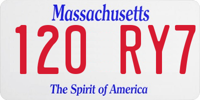 MA license plate 120RY7