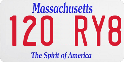 MA license plate 120RY8