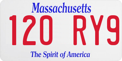 MA license plate 120RY9