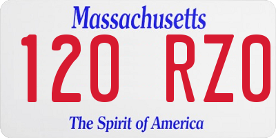 MA license plate 120RZ0