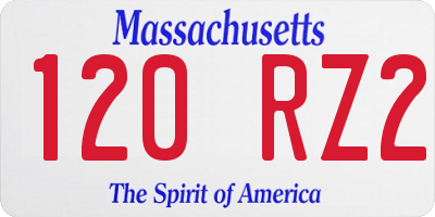 MA license plate 120RZ2