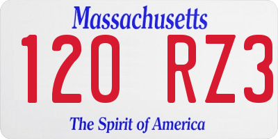 MA license plate 120RZ3