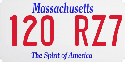 MA license plate 120RZ7