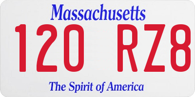 MA license plate 120RZ8