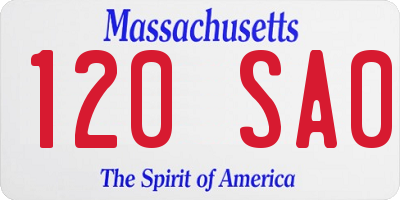 MA license plate 120SA0