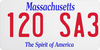 MA license plate 120SA3