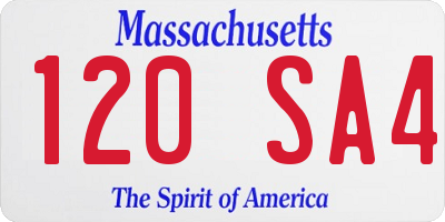 MA license plate 120SA4