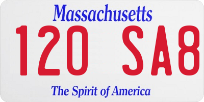 MA license plate 120SA8