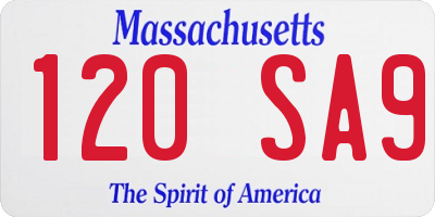 MA license plate 120SA9