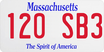 MA license plate 120SB3