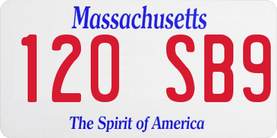 MA license plate 120SB9