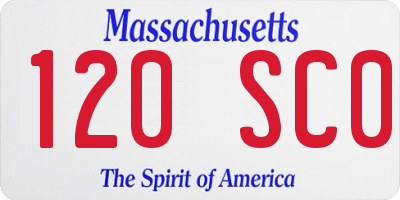 MA license plate 120SC0