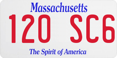 MA license plate 120SC6
