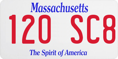 MA license plate 120SC8