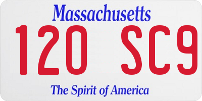 MA license plate 120SC9