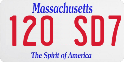 MA license plate 120SD7