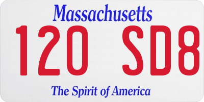 MA license plate 120SD8