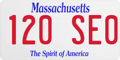 MA license plate 120SE0