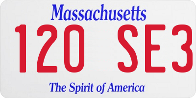 MA license plate 120SE3