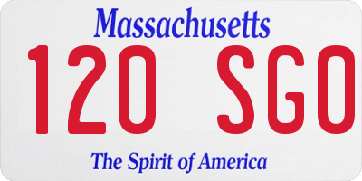 MA license plate 120SG0