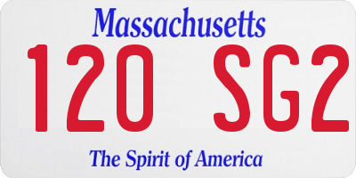 MA license plate 120SG2