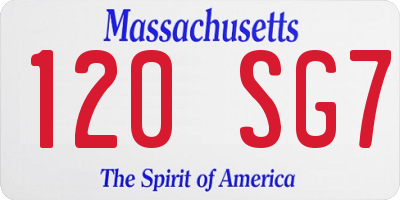 MA license plate 120SG7