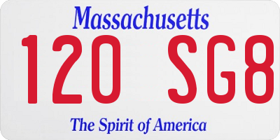 MA license plate 120SG8