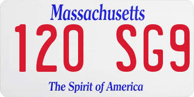 MA license plate 120SG9