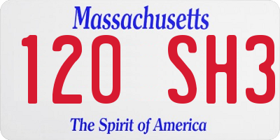 MA license plate 120SH3