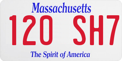 MA license plate 120SH7