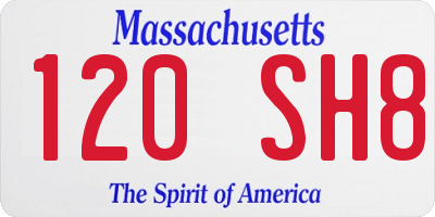 MA license plate 120SH8
