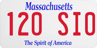 MA license plate 120SI0