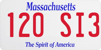 MA license plate 120SI3