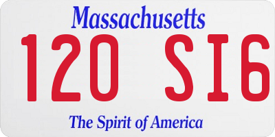 MA license plate 120SI6