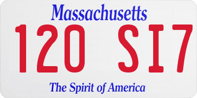 MA license plate 120SI7