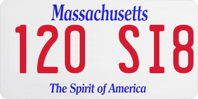MA license plate 120SI8