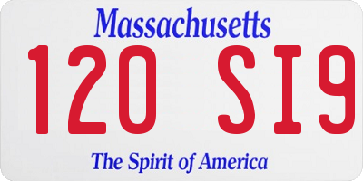 MA license plate 120SI9