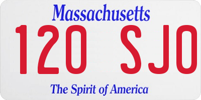 MA license plate 120SJ0