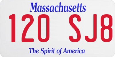 MA license plate 120SJ8