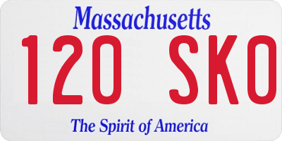 MA license plate 120SK0