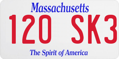 MA license plate 120SK3