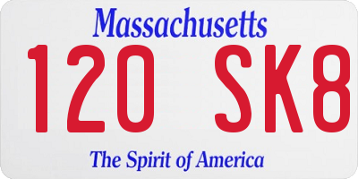MA license plate 120SK8