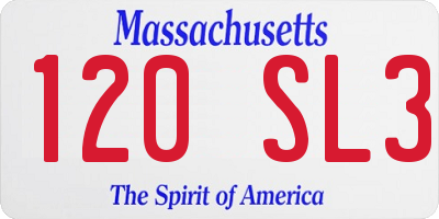 MA license plate 120SL3