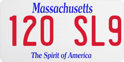 MA license plate 120SL9